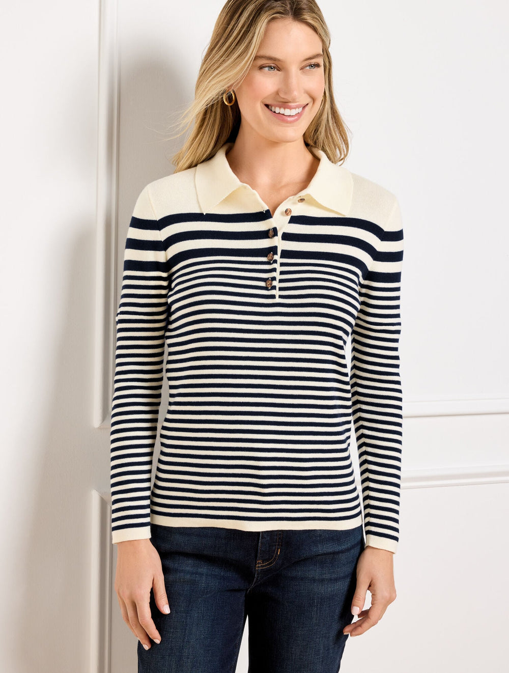 SMOOTH COTTON POLO - STRIPE | Talbots outlet