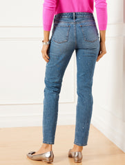 CRYSTAL EMBELLISHED SLIM ANKLE JEANS - HARLOW WASH | Talbots online