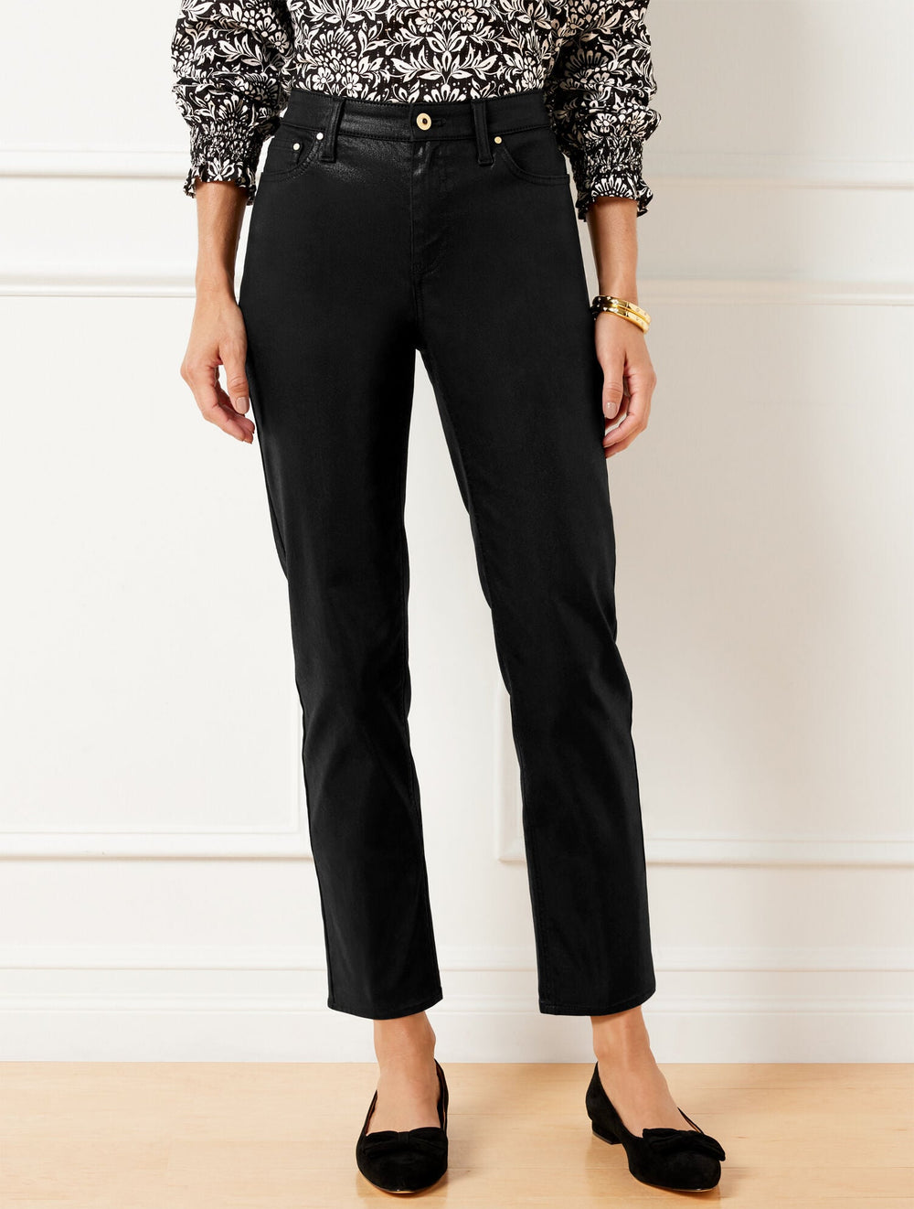 SLIM STRAIGHT ANKLE JEANS - METALLIC | Talbots US