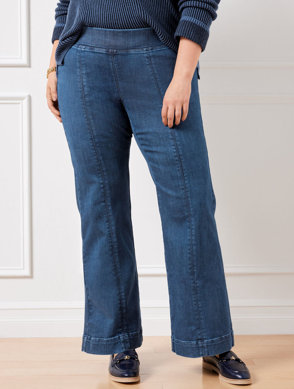 FLARE LEG PULL-ON TRAVEL JEANS - HANOVER WASH | Talbots discount