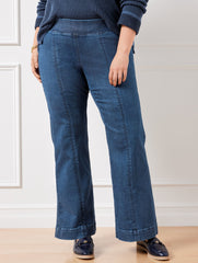 FLARE LEG PULL-ON TRAVEL JEANS - HANOVER WASH | Talbots discount