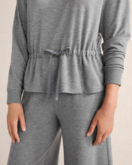 FLEECE DRAWSTRING-WAIST MOCKNECK TOP | Talbots for sale