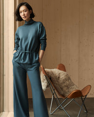 FLEECE DRAWSTRING-WAIST MOCKNECK TOP | Talbots for sale