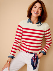 EMBROIDERED TEE - AMOUR STRIPE | Talbots online