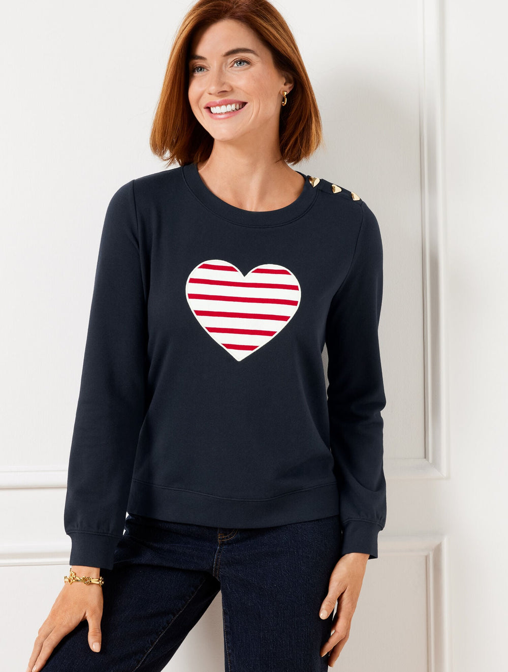 CREWNECK SWEATSHIRT - HEART | Talbots on sale