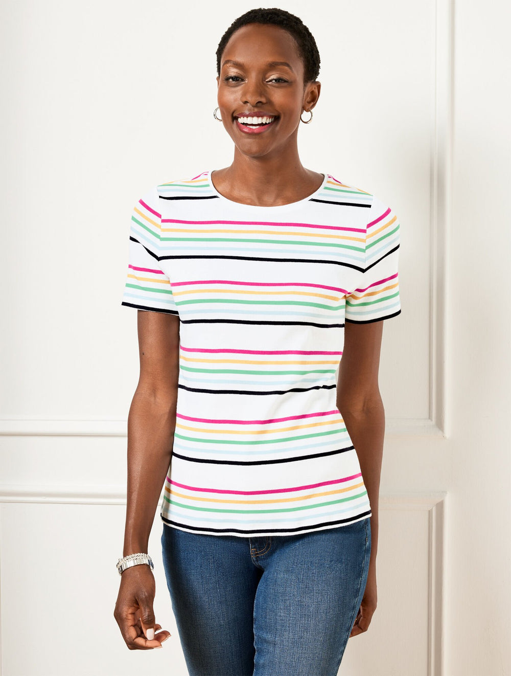CREWNECK TEE - MAGNOLIA STRIPE | Talbots US