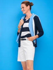 V-NECK BOXY TEE - QUINCE STRIPE | Talbots sale