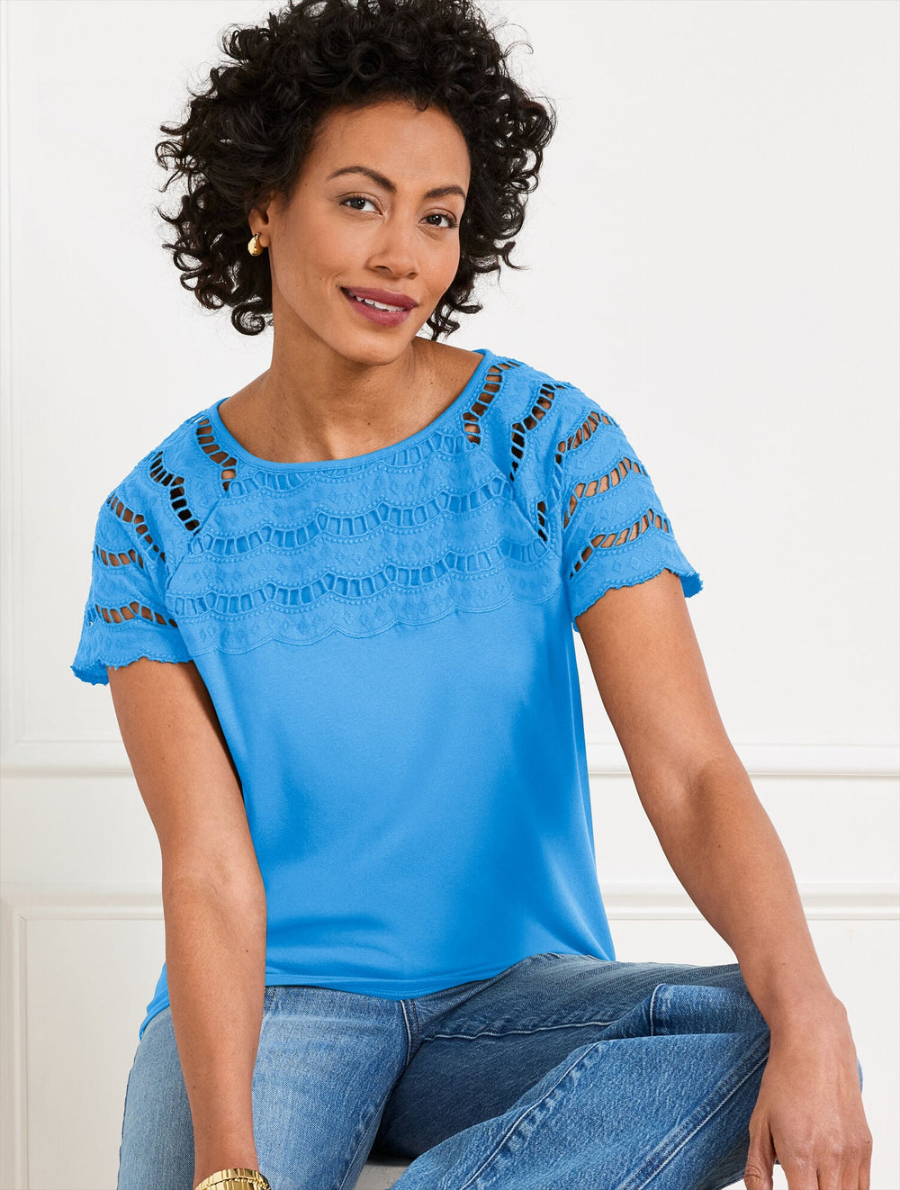 EMBROIDERED EYELET TOP | Talbots outlet