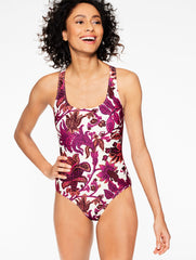 AQUA CLUB SCOOP NECK ONE-PIECE SWIMSUIT - BALI BLOOMS | Talbots discount
