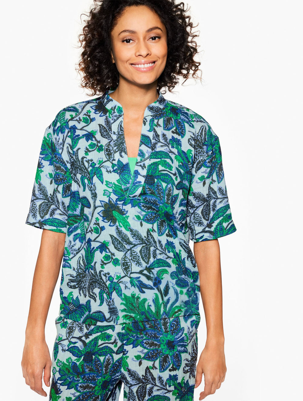 AQUA CLUB GAUZE POPOVER SHIRT COVER-UP - BALI BLOOMS | Talbots online