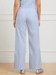 WIDE ANKLE FRESH POPLIN PANTS - DEWDROP STRIPE | Talbots US
