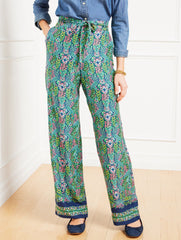 WIDE LEG PULL-ON PANTS - BRANCHING FLORAL | Talbots discount
