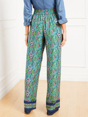 WIDE LEG PULL-ON PANTS - BRANCHING FLORAL | Talbots discount
