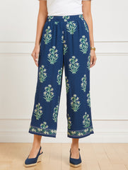 WIDE CROP PULL-ON PANTS - LEAFY FLORAL | Talbots discount