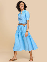 DROP WAIST LINEN MIDI SKIRT - CROSS DYED | Talbots for sale