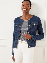 BUTTON CUFF JEAN JACKET - RINSE WASH | Talbots US