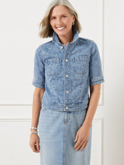 SHORT SLEEVE JEAN JACKET - FLORAL | Talbots for sale