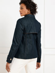 REFINED DENIM SHORT TRENCH COAT | Talbots for sale
