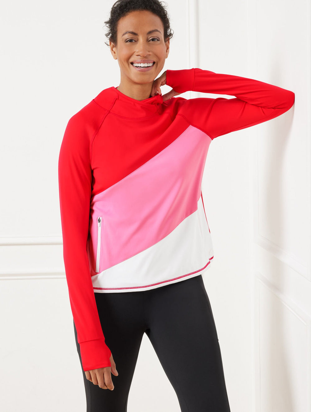 PERFORMANCE INTERLOCK HOODED PULLOVER - DIAGONAL | Talbots sale
