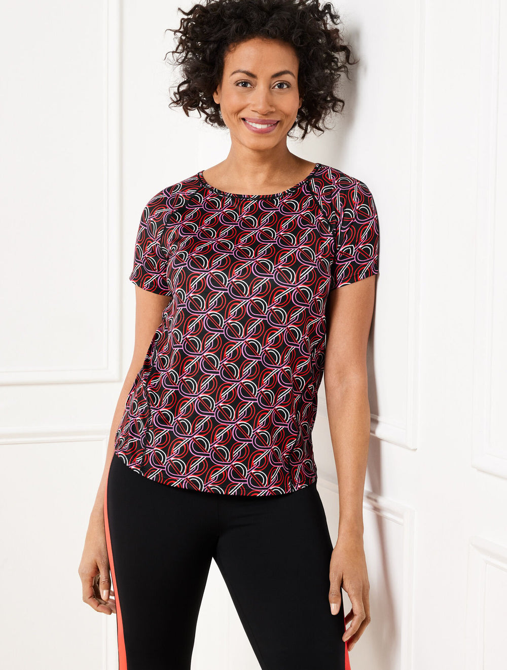 COOL SLUB ACTIVE SHORT SLEEVE TEE - INTERLACING LOOPS | Talbots discount