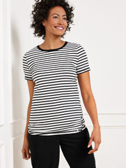 SUPERSOFT JERSEY SHORT SLEEVE STRIPED TEE | Talbots discount