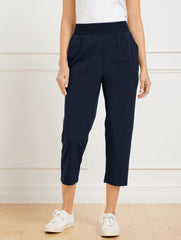 LIGHTWEIGHT WOVEN STRETCH STRAIGHT LEG CROP PANTS | Talbots outlet
