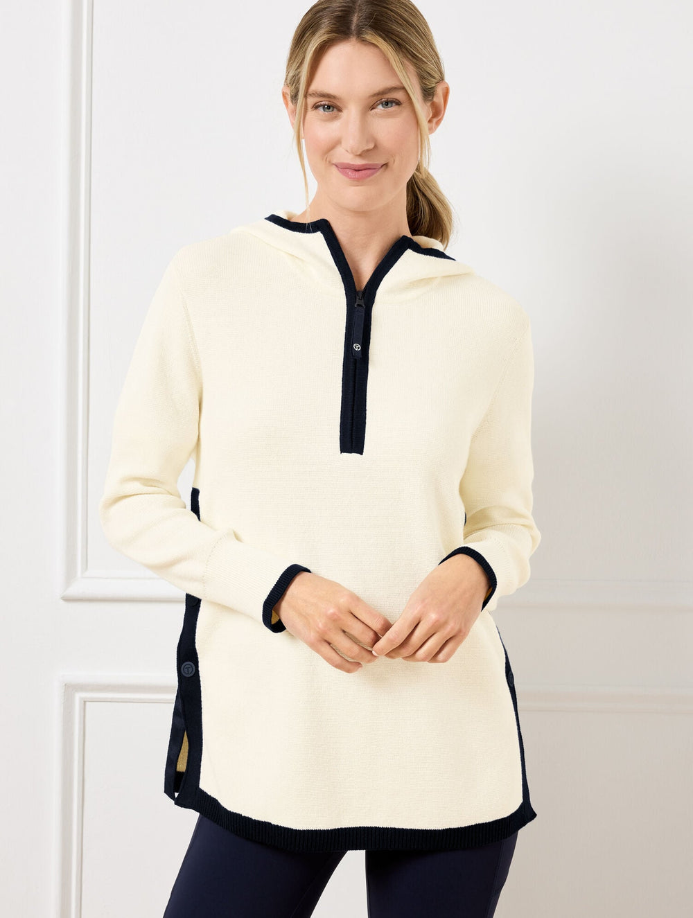 HALF-ZIP HOODED SWEATER | Talbots for sale