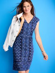 EFFORTLESS JERSEY BATIK SHIFT DRESS | Talbots outlet