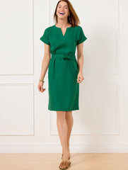 LINEN BELTED SHIFT DRESS | Talbots sale