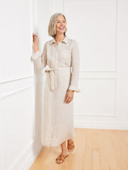CROSS-DYED LINEN SHIRTDRESS - BEIGE | Talbots US