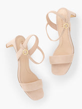 CAYDEN SUEDE BLOCK HEEL SANDALS | Talbots outlet