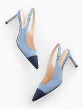 ELENA DENIM SLINGBACK PUMPS | Talbots on sale