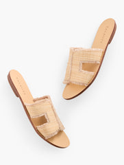 HANNAH FRAYED RAFFIA SLIDES | Talbots sale