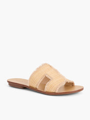 HANNAH FRAYED RAFFIA SLIDES | Talbots sale