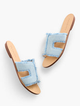HANNAH FRAYED DENIM SLIDES | Talbots outlet