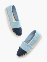 IZZY FRAYED DENIM ESPADRILLE FLATS | Talbots outlet