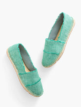 IZZY FRAYED WASHED LINEN ESPADRILLE FLATS | Talbots online