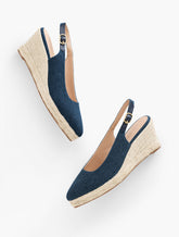 VIVI DENIM SLINGBACK ESPADRILLE WEDGES | Talbots for sale