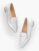 SCARLET POINTED TOE METALLIC LEATHER LOAFERS | Talbots US
