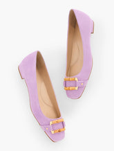 SUTTON BAMBOO BUCKLE SUEDE FLATS | Talbots outlet
