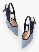 SYLVIE BOW SLINGBACK CHAMBRAY PUMPS | Talbots for sale