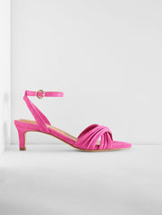 TALLIA PLEATED SUEDE ANKLE STRAP HEEL SANDALS | Talbots outlet