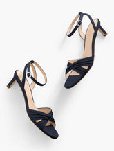 TALLIA PLEATED NAPPA ANKLE STRAP HEEL SANDALS | Talbots online