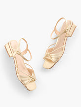 VIV STRAPPY METALLIC NAPPA BLOCK HEEL SANDALS | Talbots sale