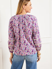 TOSSED DITSY EMBROIDERED TOP | Talbots outlet