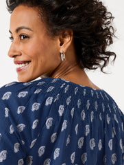 SMOCKED NECK TOP - SERENE PAISLEY | Talbots sale
