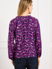 RUFFLE NECK TOP - WAVY FLORAL | Talbots discount
