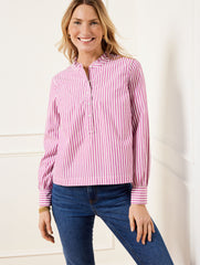 RUFFLE NECK TOP - REGENCY STRIPE | Talbots US