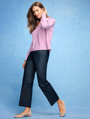 RUFFLE NECK TOP - REGENCY STRIPE | Talbots US