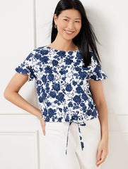 TIE FRONT TOP - BLUSHING ROSES | Talbots for sale